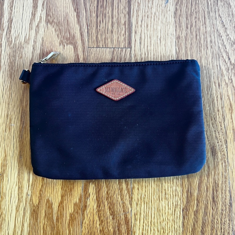 MZ Wallace Metro Nylon Zip Pouch Navy Pink Logo Cosmetic Makeup‎ Bag Travel Case - Picture 12 of 16